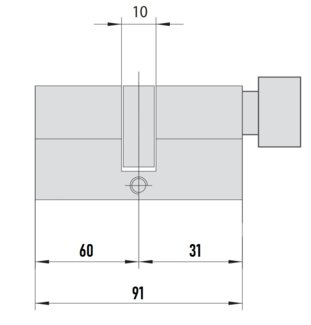 MTL600 Mul-T-Lock цилиндр с перекодировкой (4+1+1) L 91 ТШ (60х31Т) кл/верт (латунь)